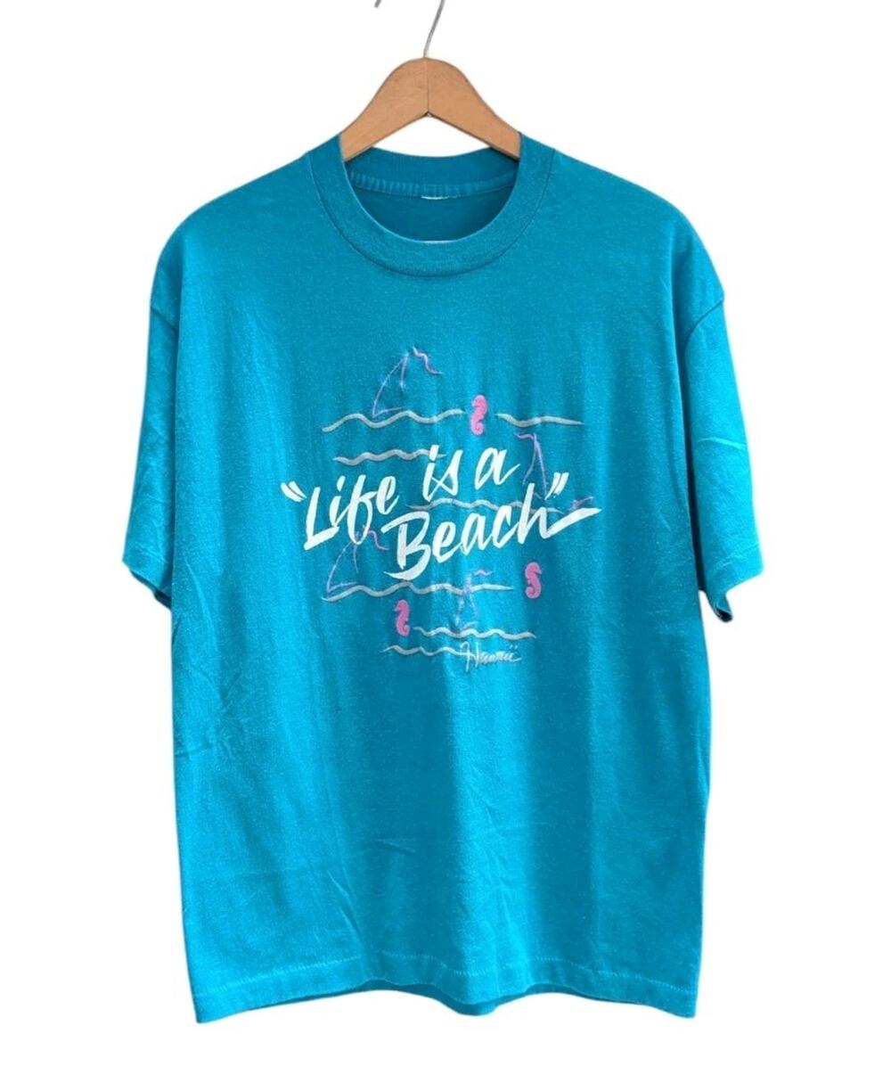 80’s Vintage Life’s A Beach Shirt Mens Large Tourist Destination Single Stitch S